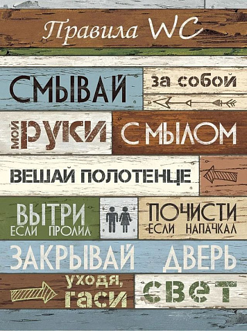 Картина Правила WC 30х40 см купить в СОМ