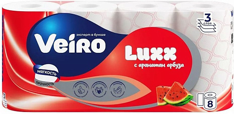 Бумага туалетная Veiro Luxx Aroma Арбуз 3сл 8шт купить в СОМ