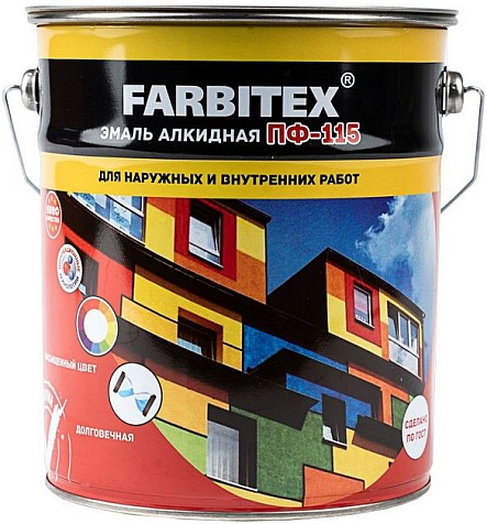 Эмаль ПФ-115 Farbitex, зеленая, 5 кг купить в СОМ
