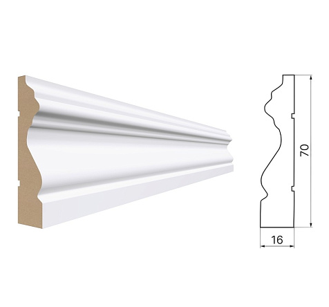 Наличник МДФ Белый 70R 2200х70х16мм купить в СОМ