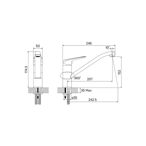 Смеситель для мойки Iddis Male MALWT00i05, белый купить в СОМ
