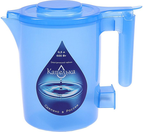Чайник Капелька 0,5л 0,6кВт электрический синий пластик купить в СОМ