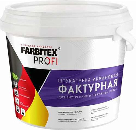 Штукатурка акриловая Farbitex Profi, фактурная, 16 кг купить в СОМ