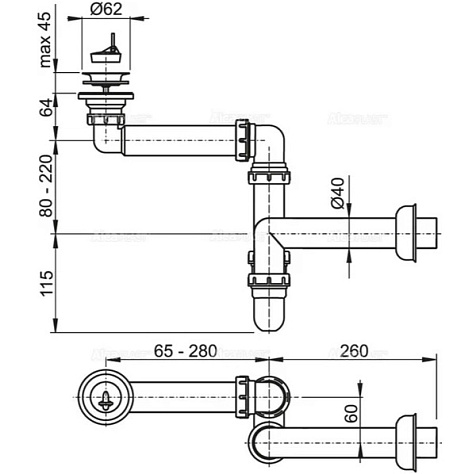 Сифон для умывальника Alcaplast A413 купить в СОМ