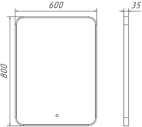 Зеркало Comforty Сириус 600 х800 мм, сенсор, серебряный матовый купить в СОМ