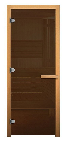 Дверь стеклянная, стекло бронза 8 мм, 3 петли, коробка осина 1900х680 мм купить в СОМ