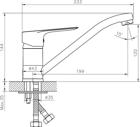 Смеситель для мойки Rossinka RS27-21 купить в СОМ