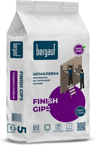 Шпаклевка гипсовая Bergauf Finish Gips, 5 кг купить в СОМ